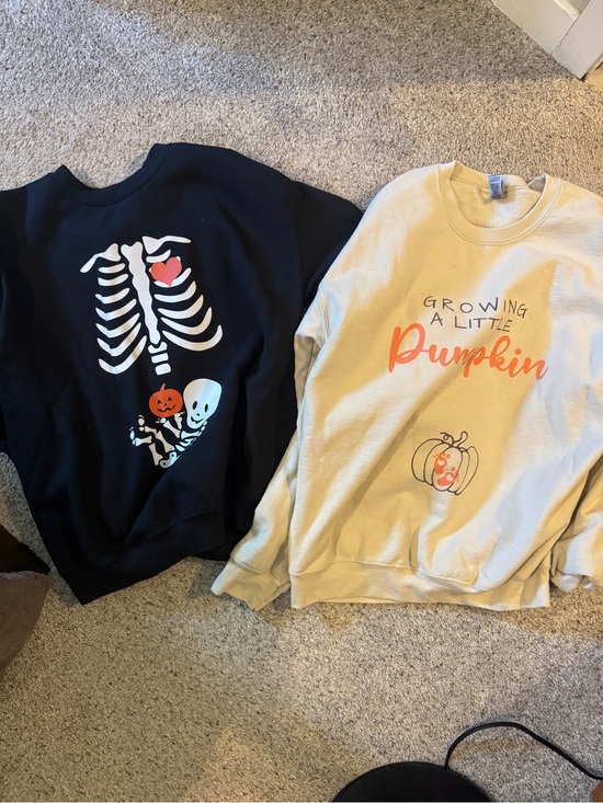 Sweaters - Halloween Skeleton Maternity Sweatshirt & Growing A Little Pumpkin Sweatshirt